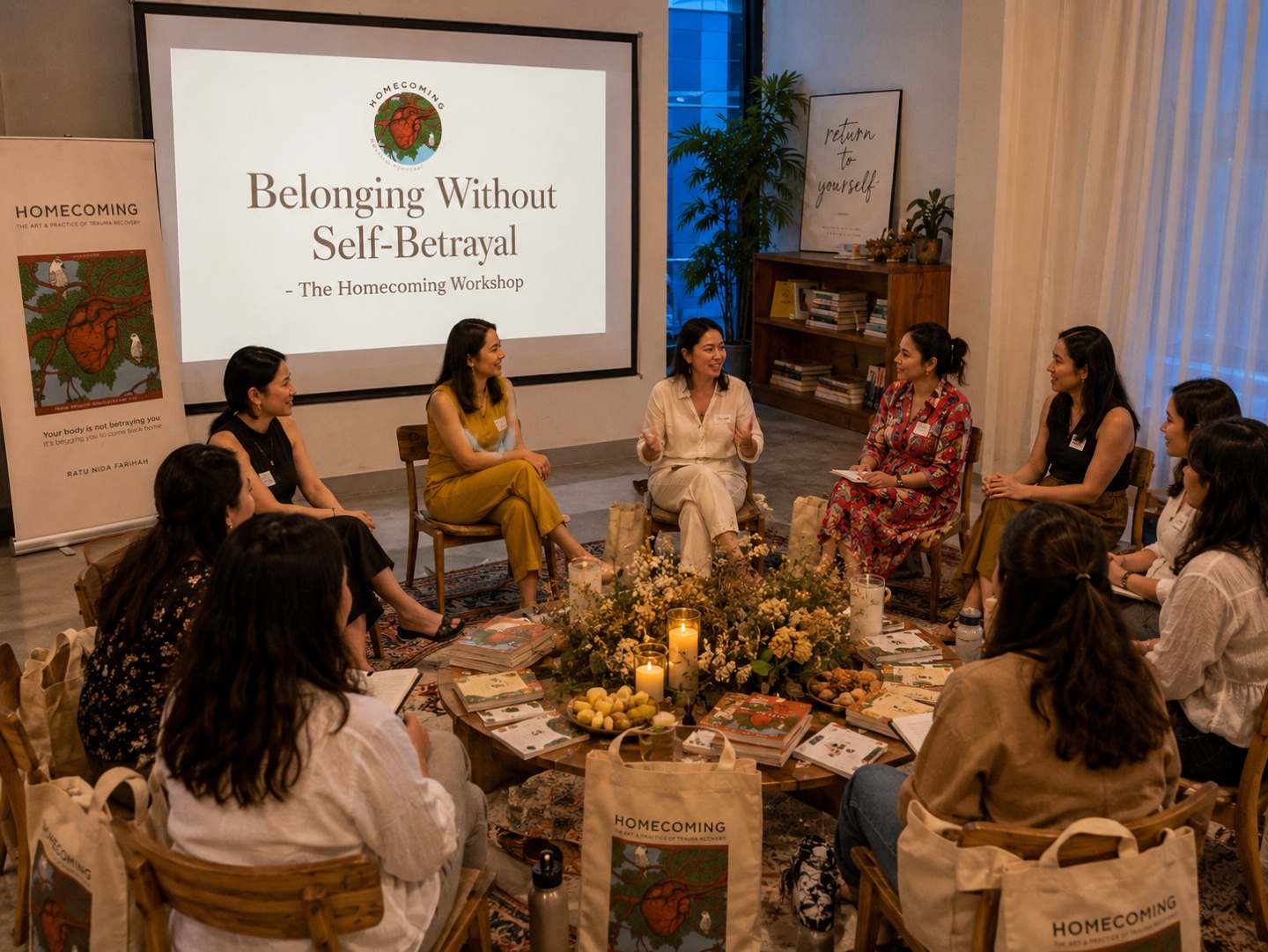 Ratu Nida leading the Belonging Without Self-Betrayal Homecoming Workshop