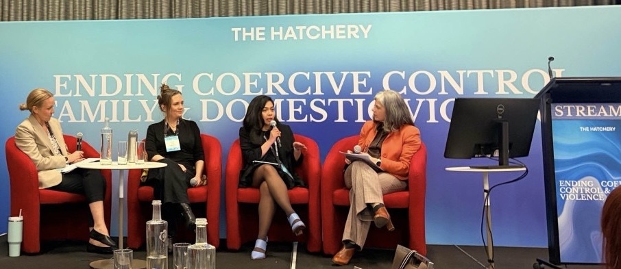 Ratu Nida speaking on a panel at The Hatchery Ending Coercive Control and Domestic Violence Conference.